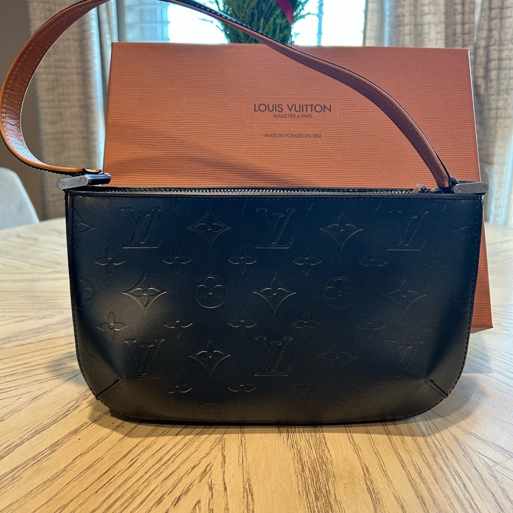 Louis Vuitton Black Leather Monogram Clutch
